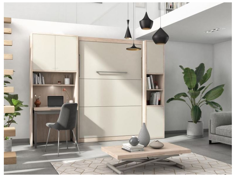 SMART - Armoire lit vertical avec bureau 