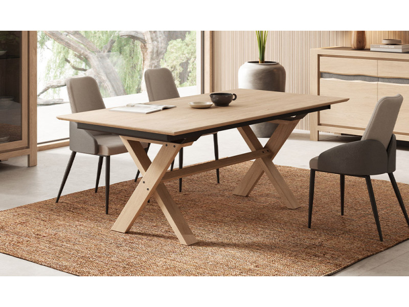 Nature - Table rectangulaire pieds en X extensible 