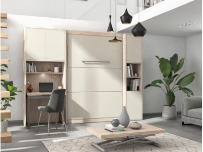 Smart - Armoire lit vertical avec bureau 