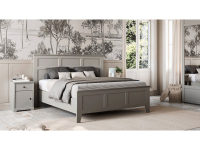 Beaumont - Lit tiroir pour couchage 140x190, tête de lit rangement 