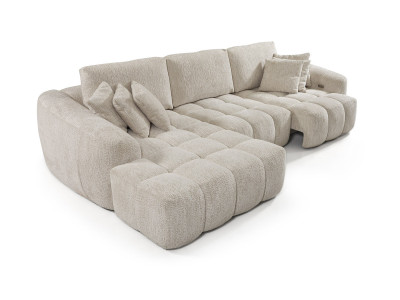 Brandy - Canapé d'angle chaise longue avec 2 assises coulissantes 