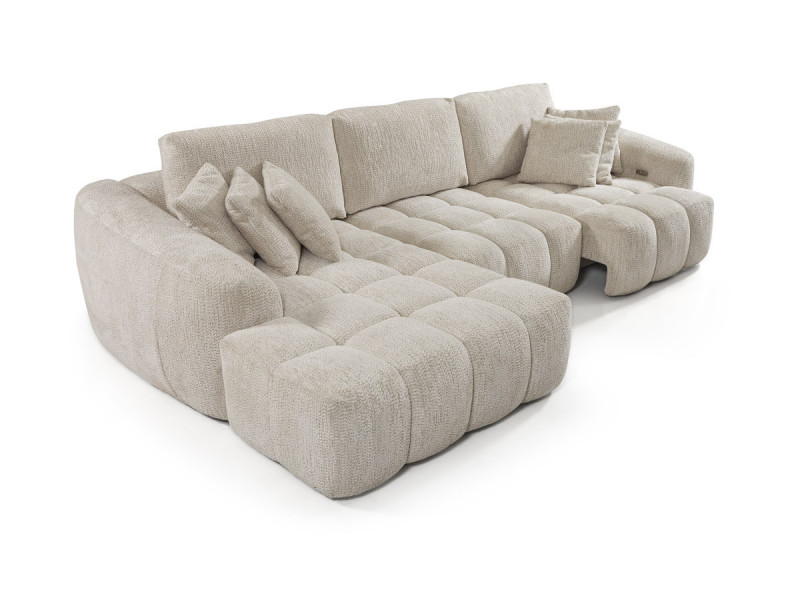 Brandy - Canapé d'angle chaise longue avec 2 assises coulissantes 