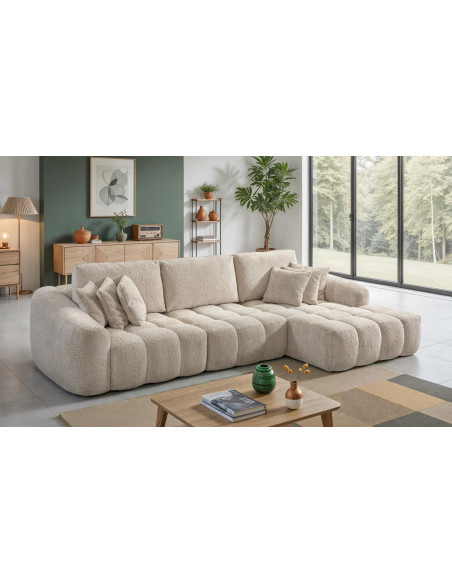 Brandy - Canapé d'angle chaise longue avec 2 assises coulissantes 