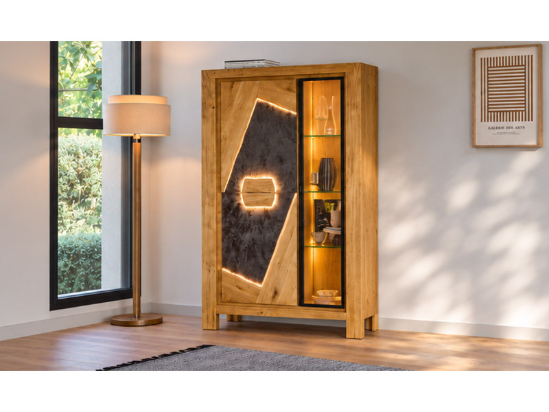 Extrême - Vitrine 2 portes bois 1 porte verre 